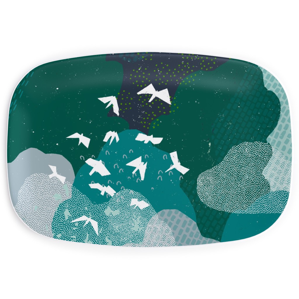 Forest Bird's Eye View - Green Serving Platter, Green