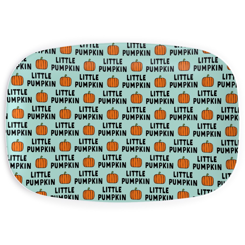 Little Pumpkin - Halloween - Aqua Serving Platter, Green