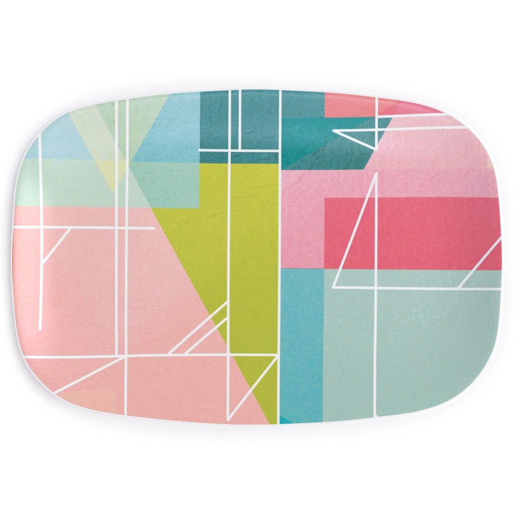 Midcentury Abstract Serving Platter, Multicolor