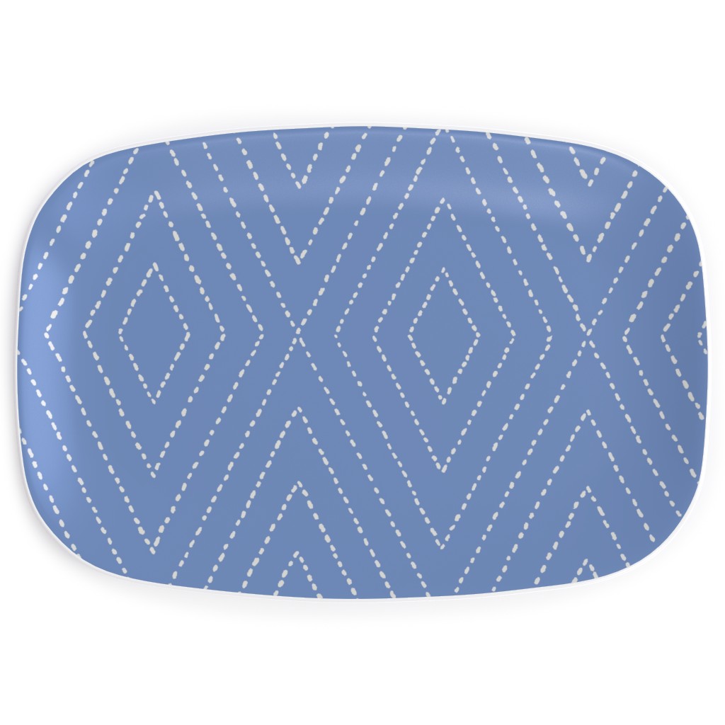 Painted Diamond Dash Serving Platter, Blue, Periwinkle