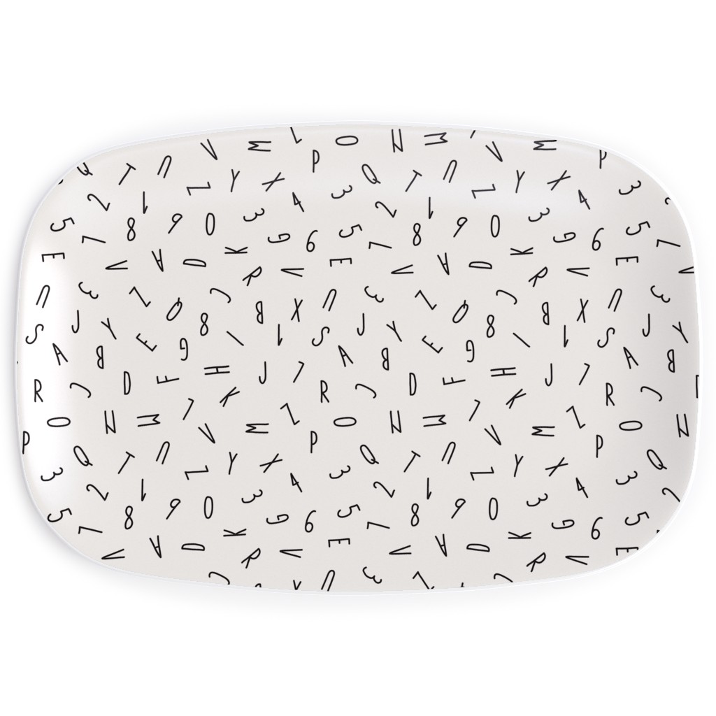 Little Alphabet - Ivory and Black Serving Platter, Beige, Pearl