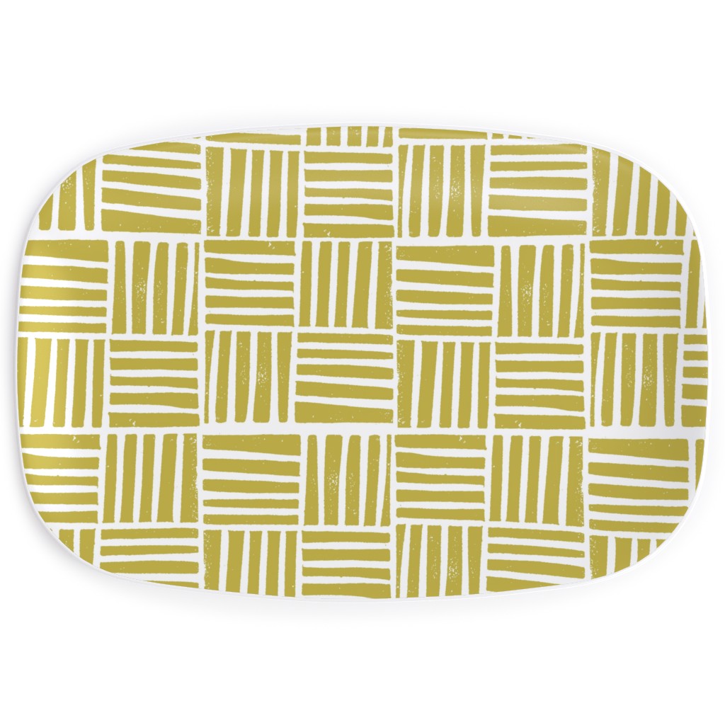 Thatch Stripe Grid - Yellow Serving Platter, Yellow, Classic Yellow