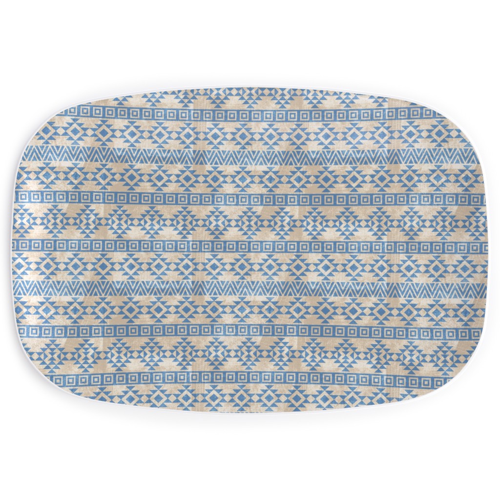 Modern Desert - Geometric Serving Platter, Blue, True Blue