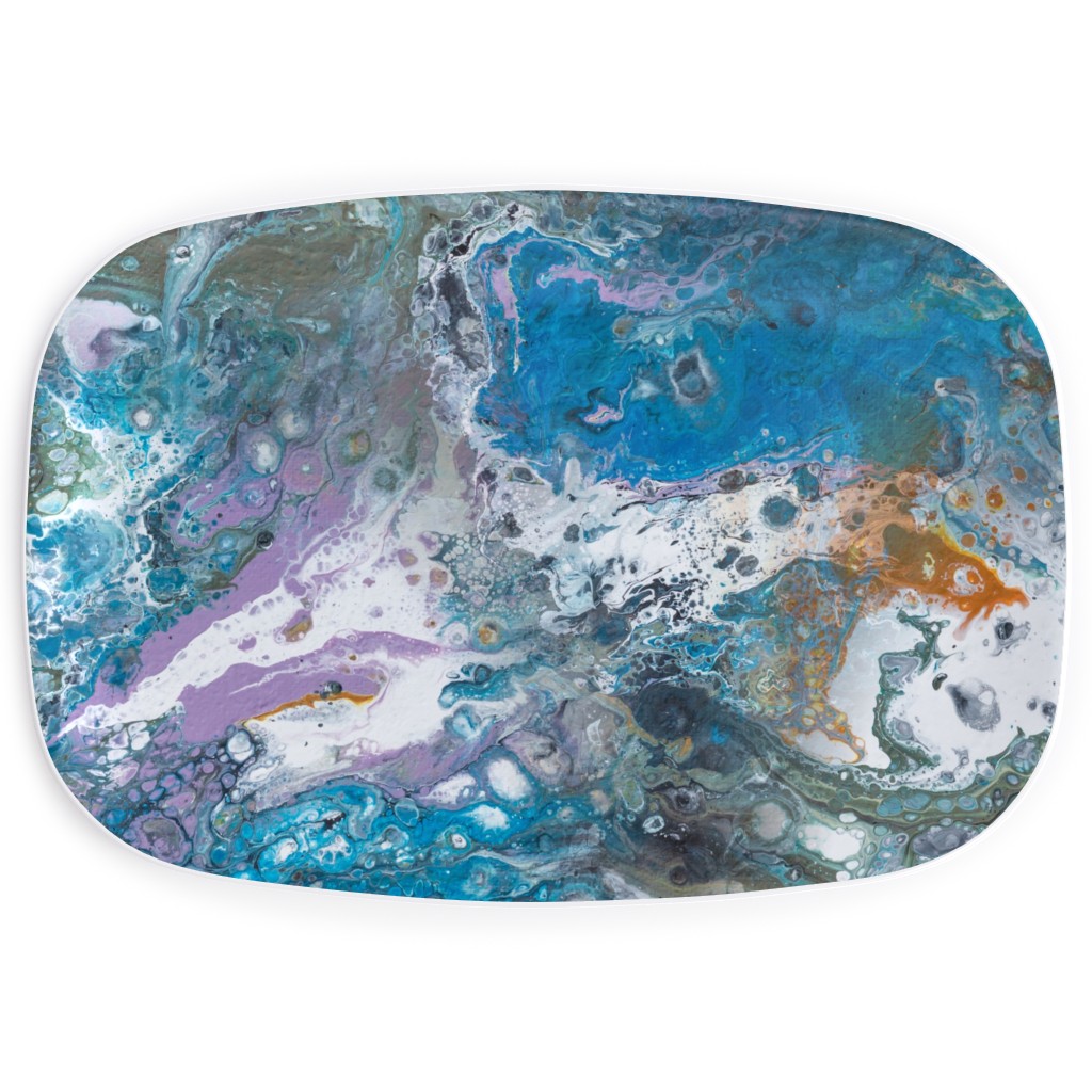 Flow Painting - Blue Serving Platter, Blue, True Blue