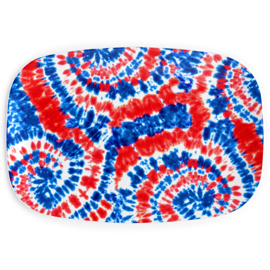 Tie Dye - Blue, Red and White Serving Platter, Multicolor