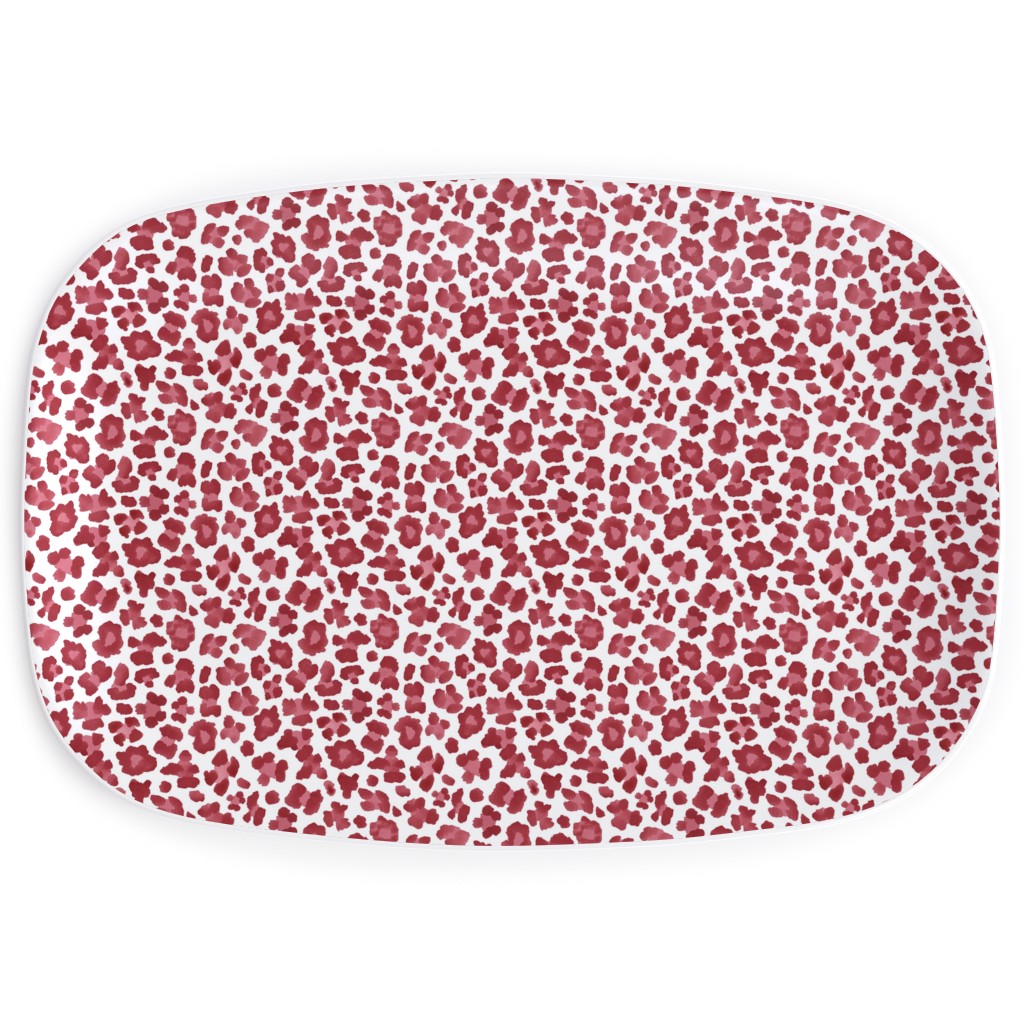 Leopard Pattern Print Serving Platter, Red