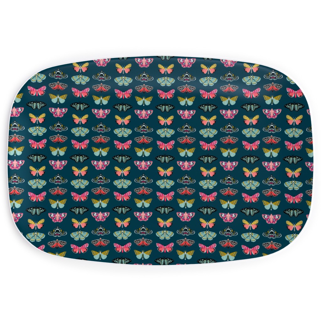 Moths - Dark Serving Platter, Multicolor