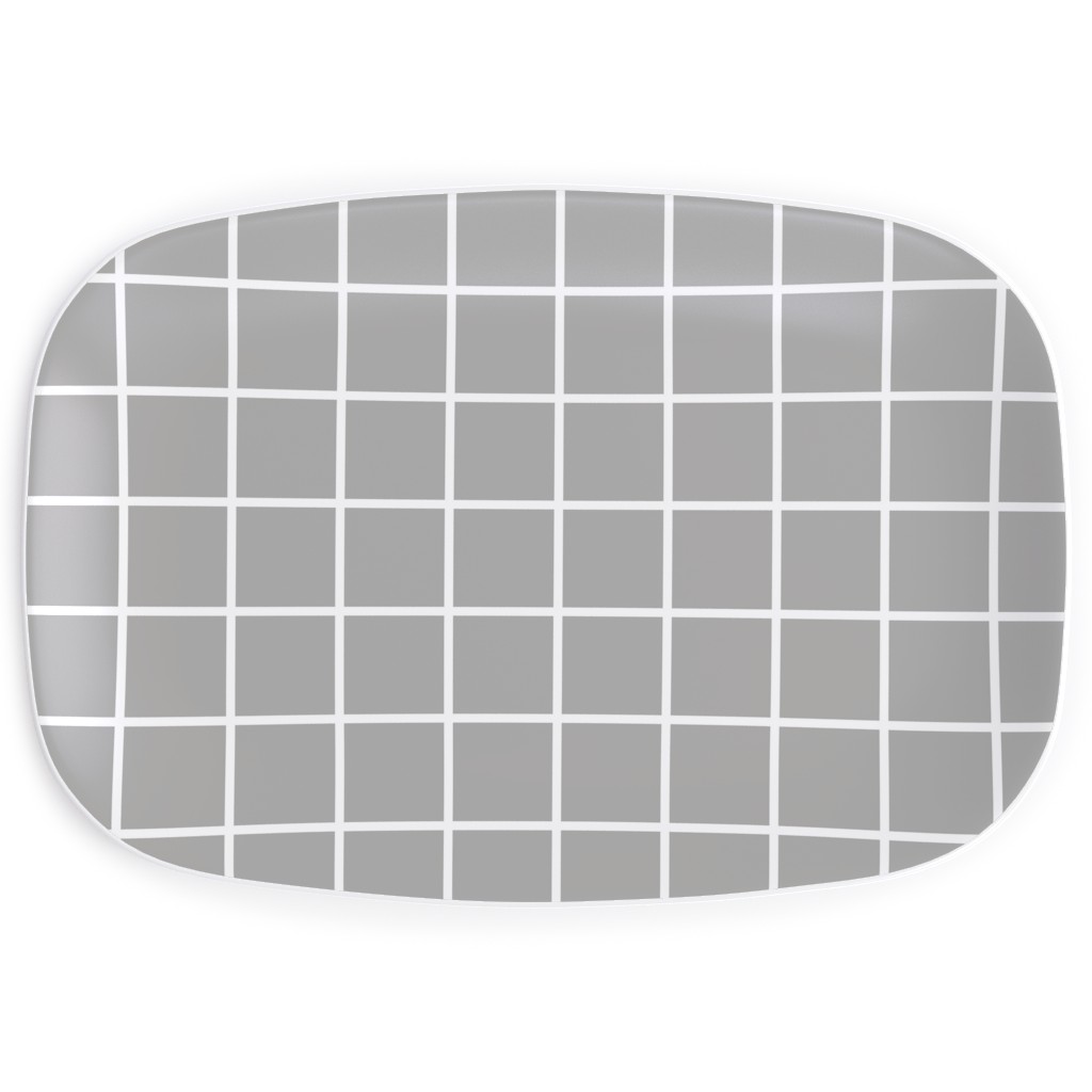 Window Pane Serving Platter, Gray