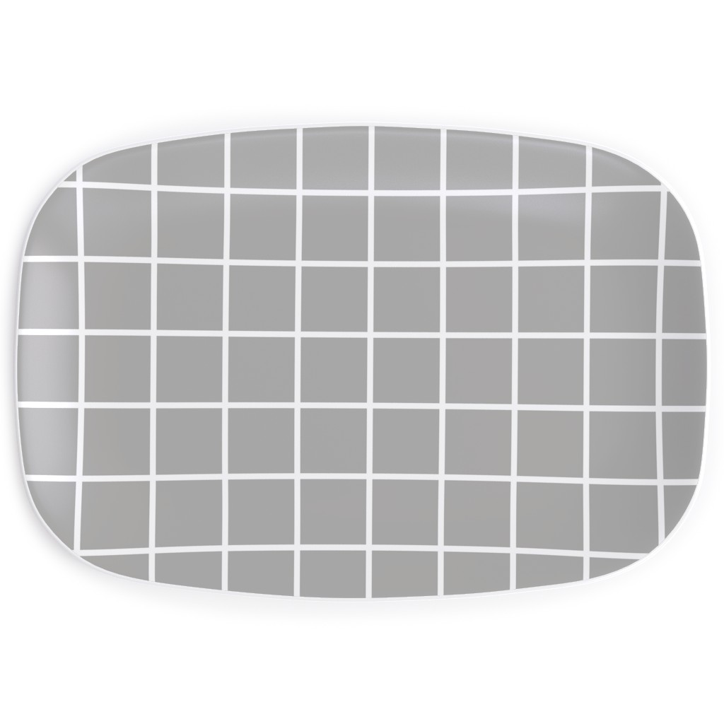 Window Pane Serving Platter, Gray, Stone