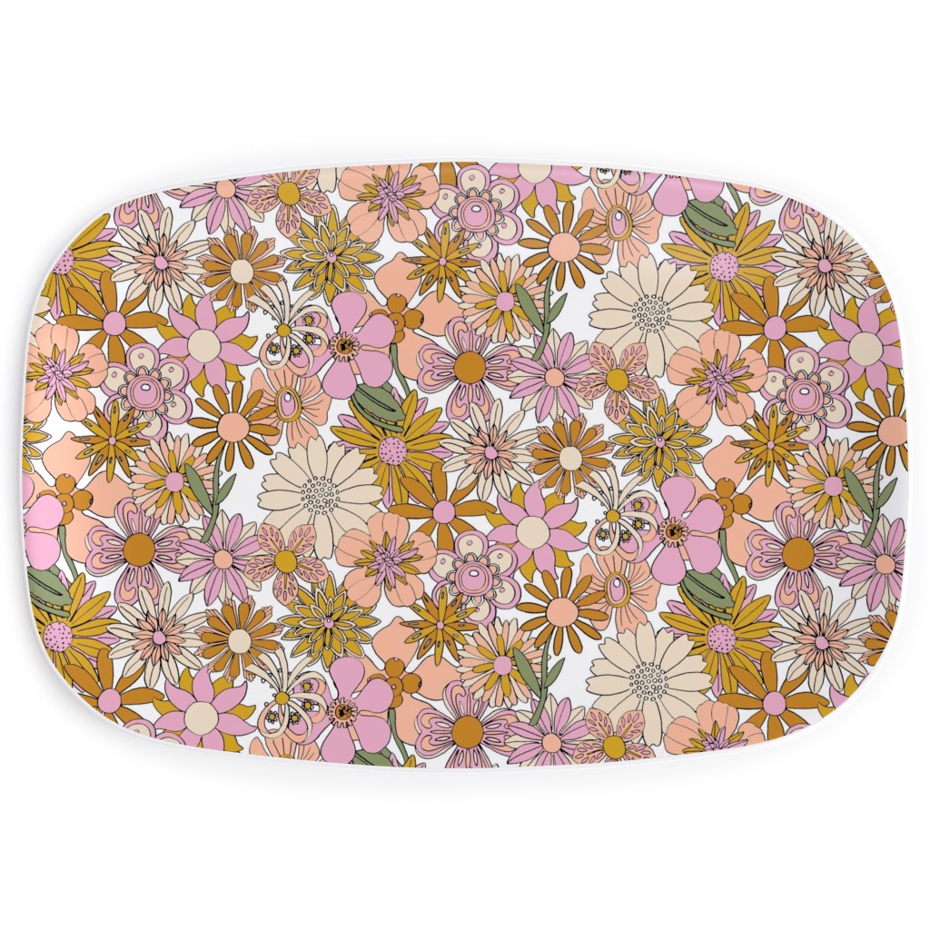 Chelsea Vintage Floral Garden - Pink Serving Platter, Pink