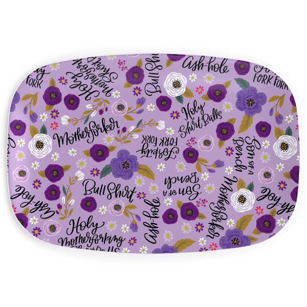 Cute & Not so Sweary - Purple Serving Platter, Purple, Purple