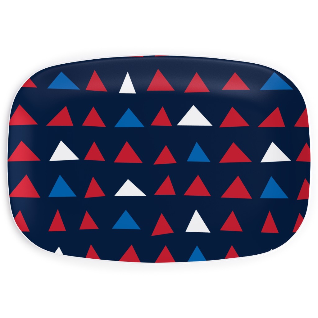 Triangles - Red White and Blue Serving Platter, Blue
