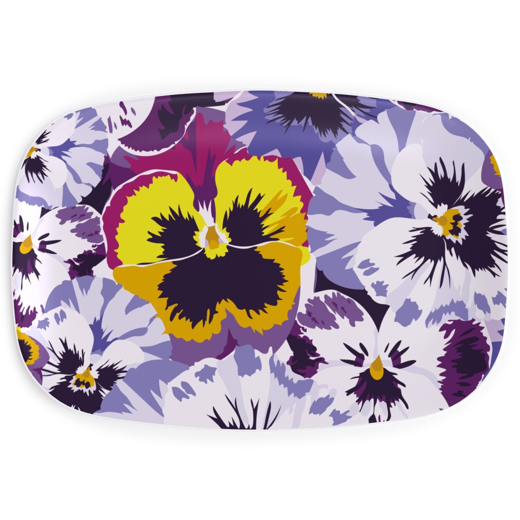 Pansy By Numbers - Purple Serving Platter, Purple