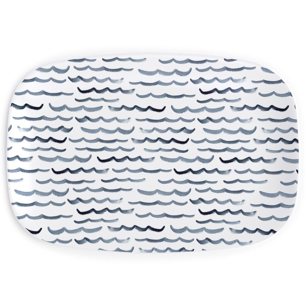 Ocean Waves Serving Platter, White