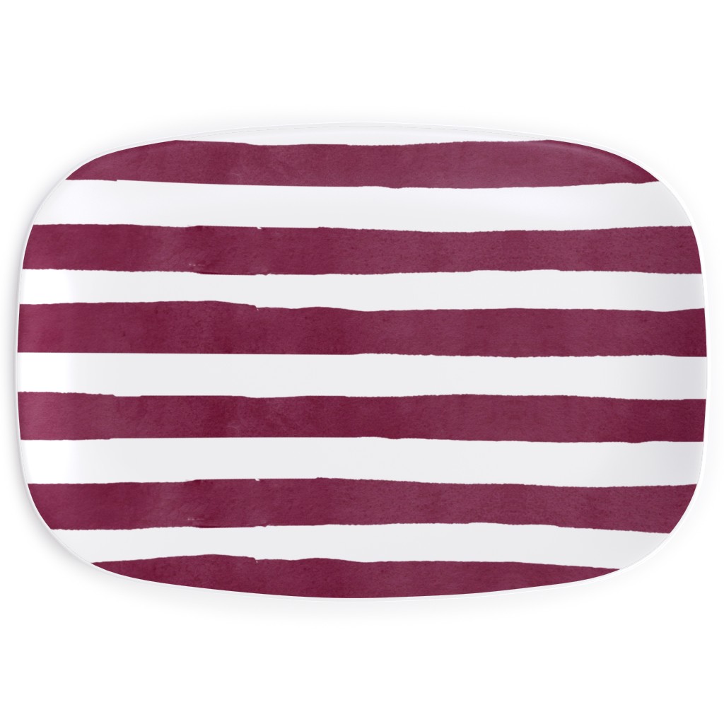 Stripe - Maroon Serving Platter, Red