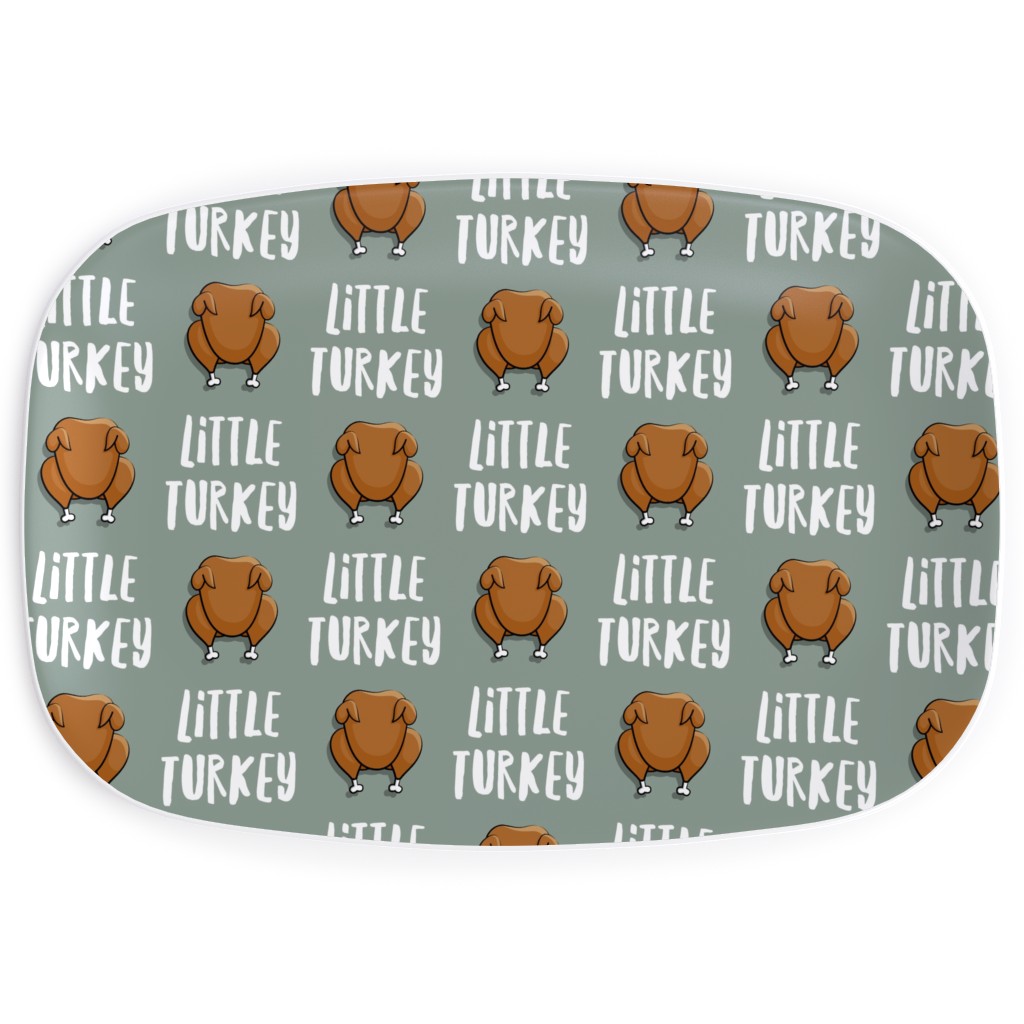 Little Turkey Thanksgiving Serving Platter, Green