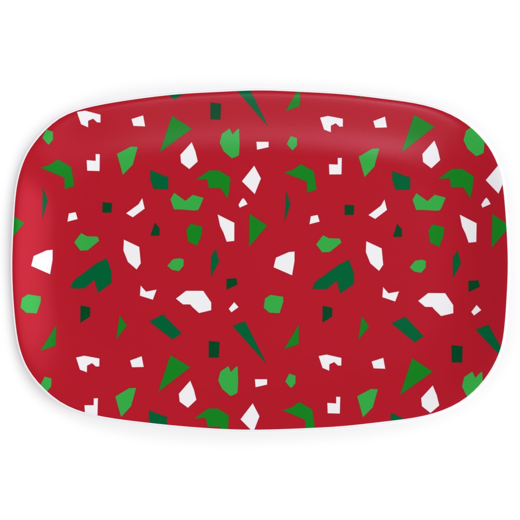 Christmas Terrazzo Serving Platter, Red, Red