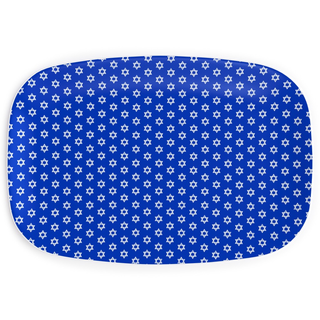 Star of David - White on Blue Serving Platter, Blue, True Blue