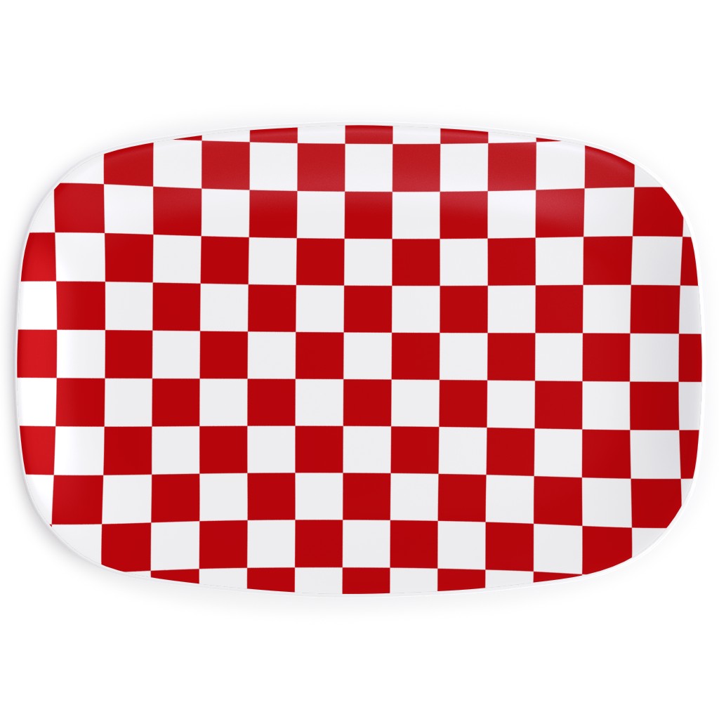 Checkerboard - Red and White Serving Platter, Red