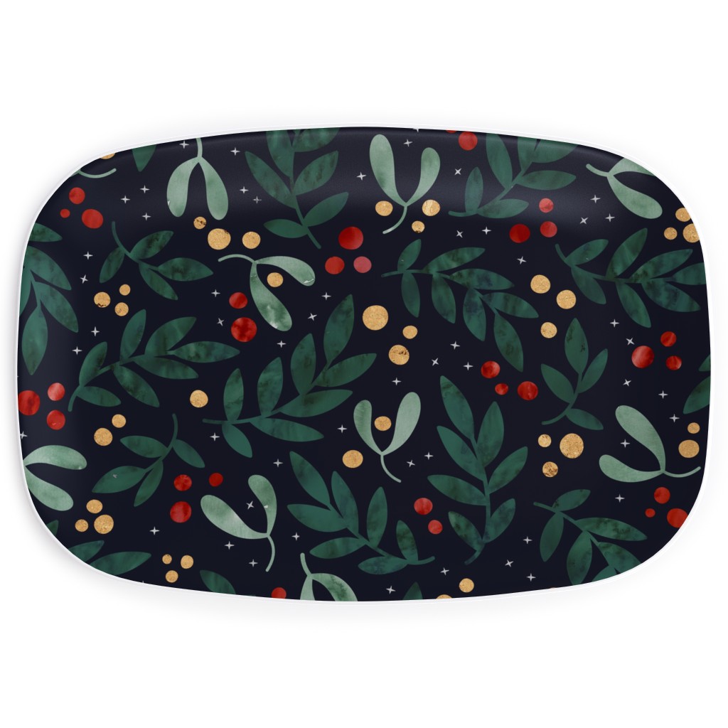 Christmas Berries - Dark Serving Platter, Green