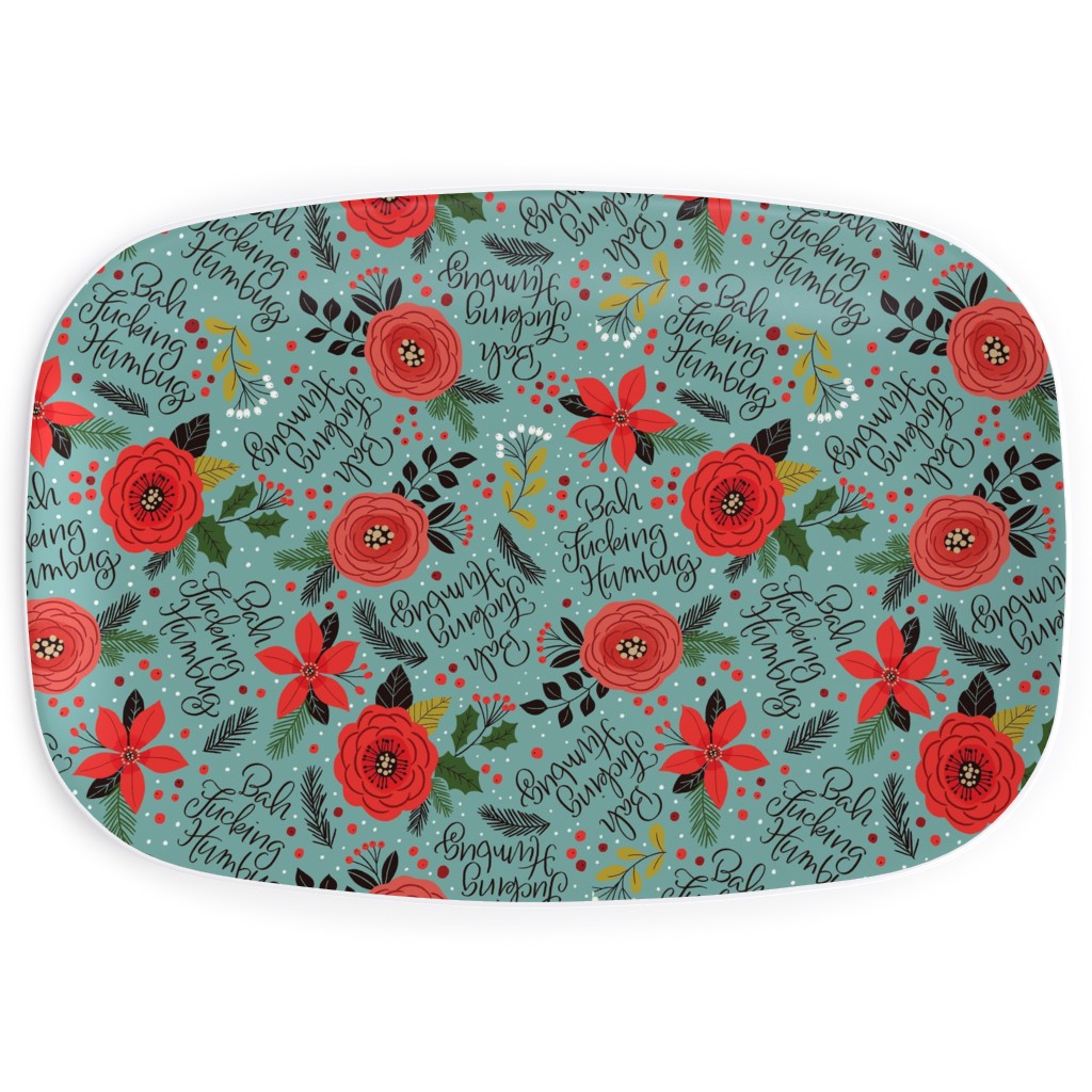 Bah Fucking Humbug Serving Platter, Green