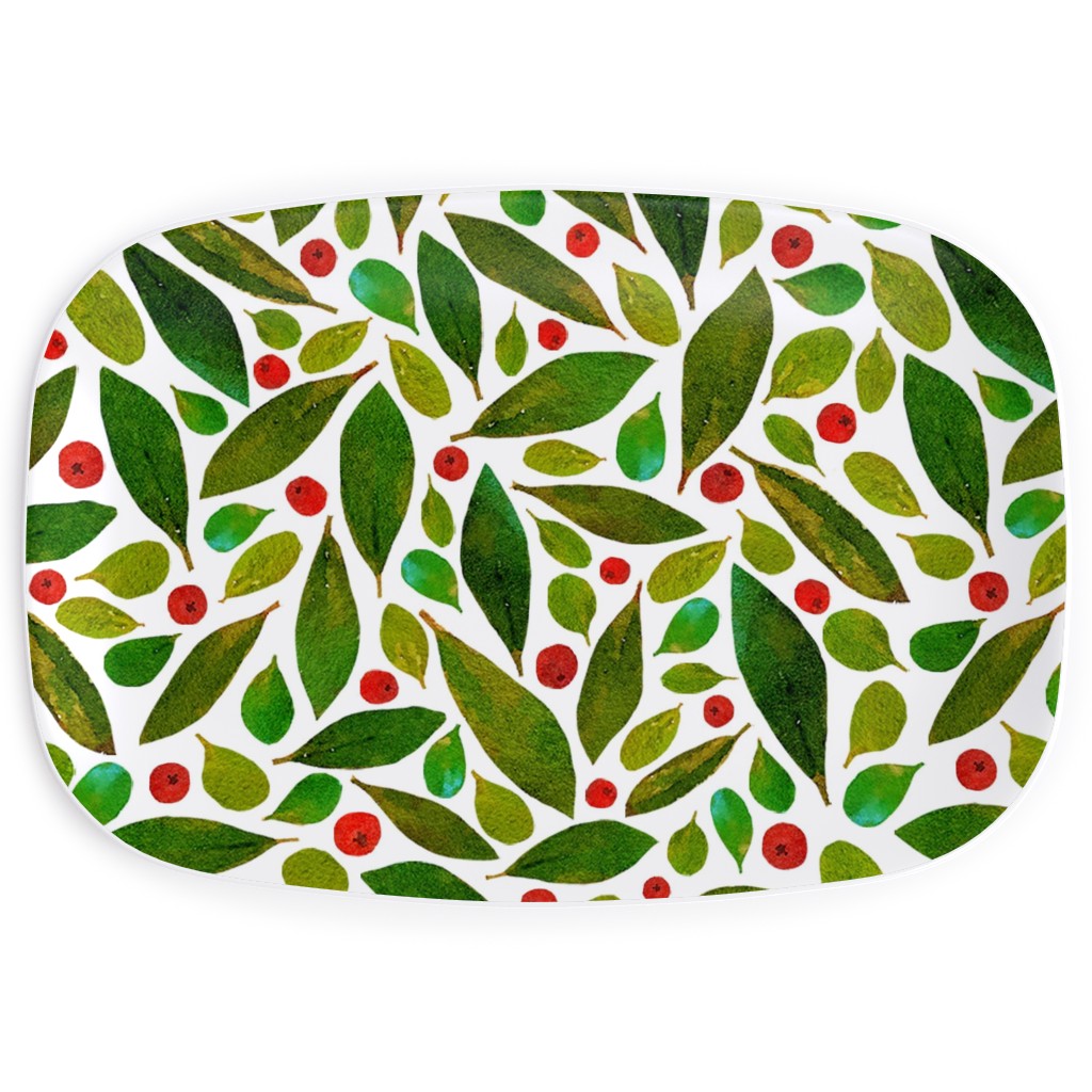 Holiday Greens and Berries Serving Platter, Green