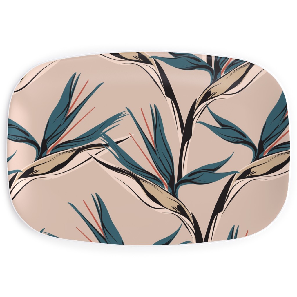 Bird of Paradise Serving Platter, Pink, Pearl