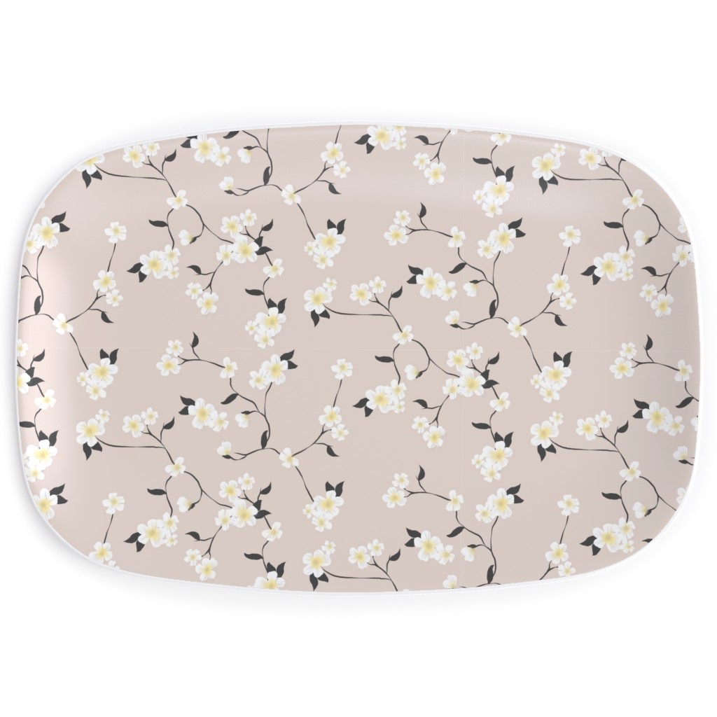 Climbing Flower - Pink Serving Platter, Pink, Bright Pink