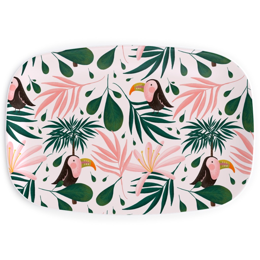 Jungle Pattern - Pink Serving Platter, Pink