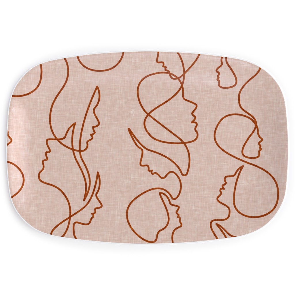 Aria - Flowing Faces - Blush and Brick Serving Platter, Pink, Bright Pink