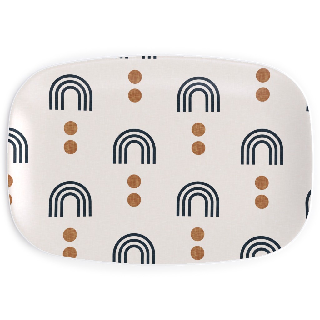 Aria Geometric Rainbow Serving Platter, Beige, Antique White