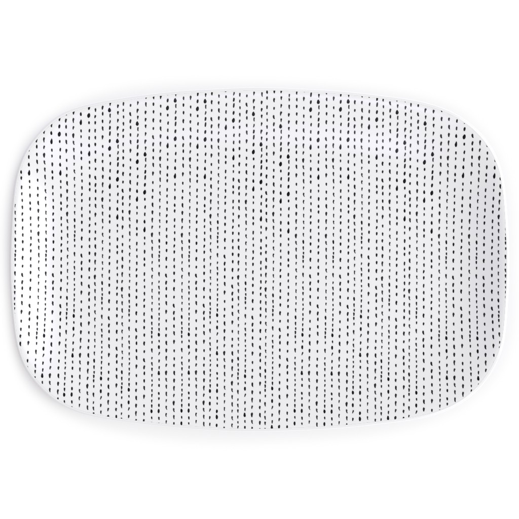 Woodland - Little Dots of Stripes - Black and White Serving Platter, White, White