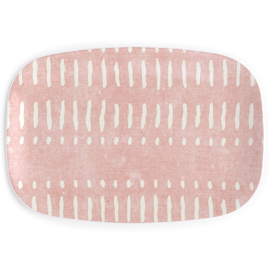 Dash Dot Stripes Serving Platter, Pink, Ballet Slipper