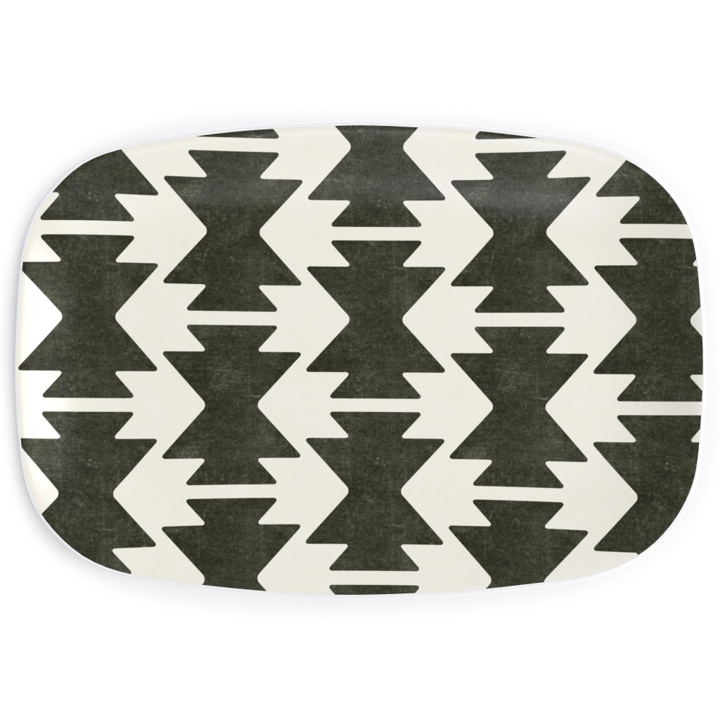 Bohemian Aztec Serving Platter, Black, Dark Gray