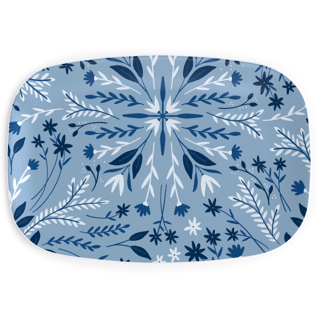 Dotty Floral - Blue Serving Platter, Blue