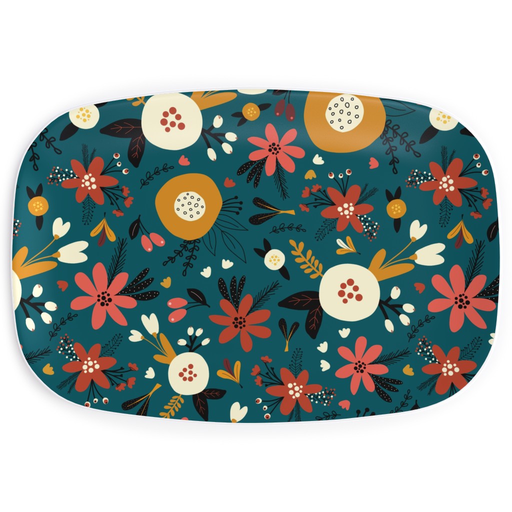 Autumn Flowers - Multi Serving Platter, Multicolor