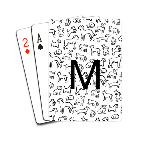 Outlined Dogs Custom Text Playing Cards, Multicolor