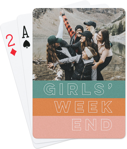 Color Blocked Stripes Playing Cards, Green, verdant