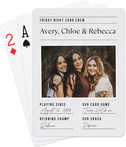 Journal Entry Playing Cards, White, white