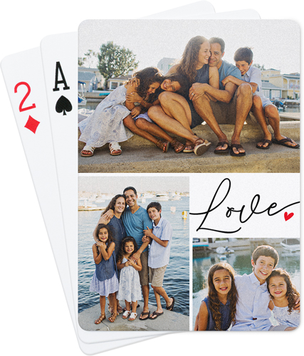 Love Heart Grid Playing Cards, White