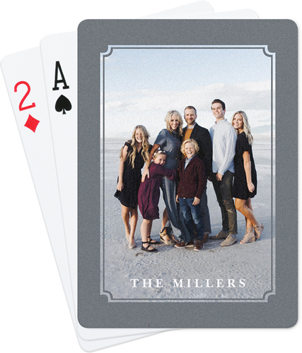 Bold Ticket Frame Playing Cards, Gray