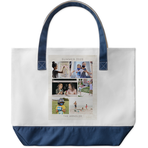 Rustic Gallery Of Six Large Tote, Navy, Photo Personalization, Large Tote, Multicolor