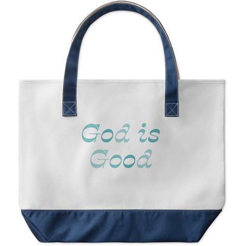 God Is Good Large Tote, Navy, Photo Personalization, Large Tote, Multicolor