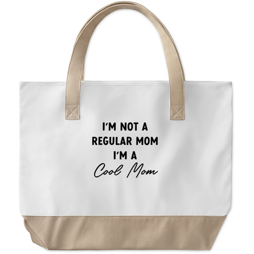Cool Mom Large Tote, Beige, Photo Personalization, Large Tote, Multicolor
