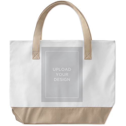 Upload Your Own Design Large Tote, Beige, Photo Personalization, Large Tote, Multicolor