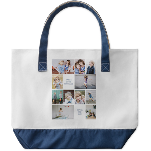 Gallery of Eleven Large Tote, Navy, Photo Personalization, Large Tote, Multicolor