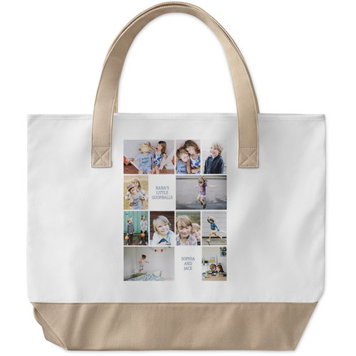 Gallery of Eleven Large Tote, Beige, Photo Personalization, Large Tote, Multicolor