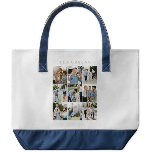Gallery Of Nine Grid Large Tote, Navy, Photo Personalization, Large Tote, Multicolor
