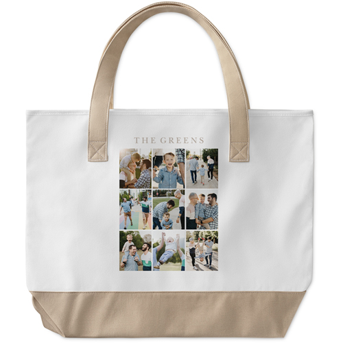 Gallery Of Nine Grid Large Tote, Beige, Photo Personalization, Large Tote, Multicolor