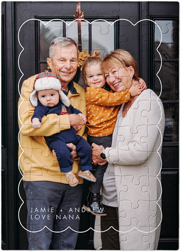 Scallop Border Portrait Puzzle, Puzzle Board, 60 pieces, Rectangle, Puzzle, White, white